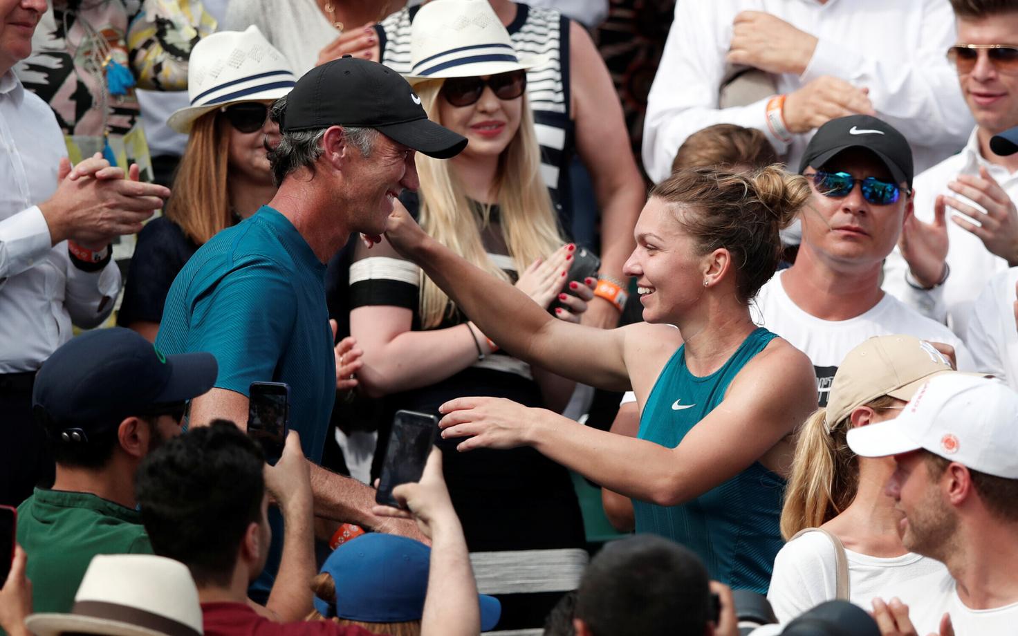 Darren Cahill ja Simona Halep Prantsusmaa lahtistel