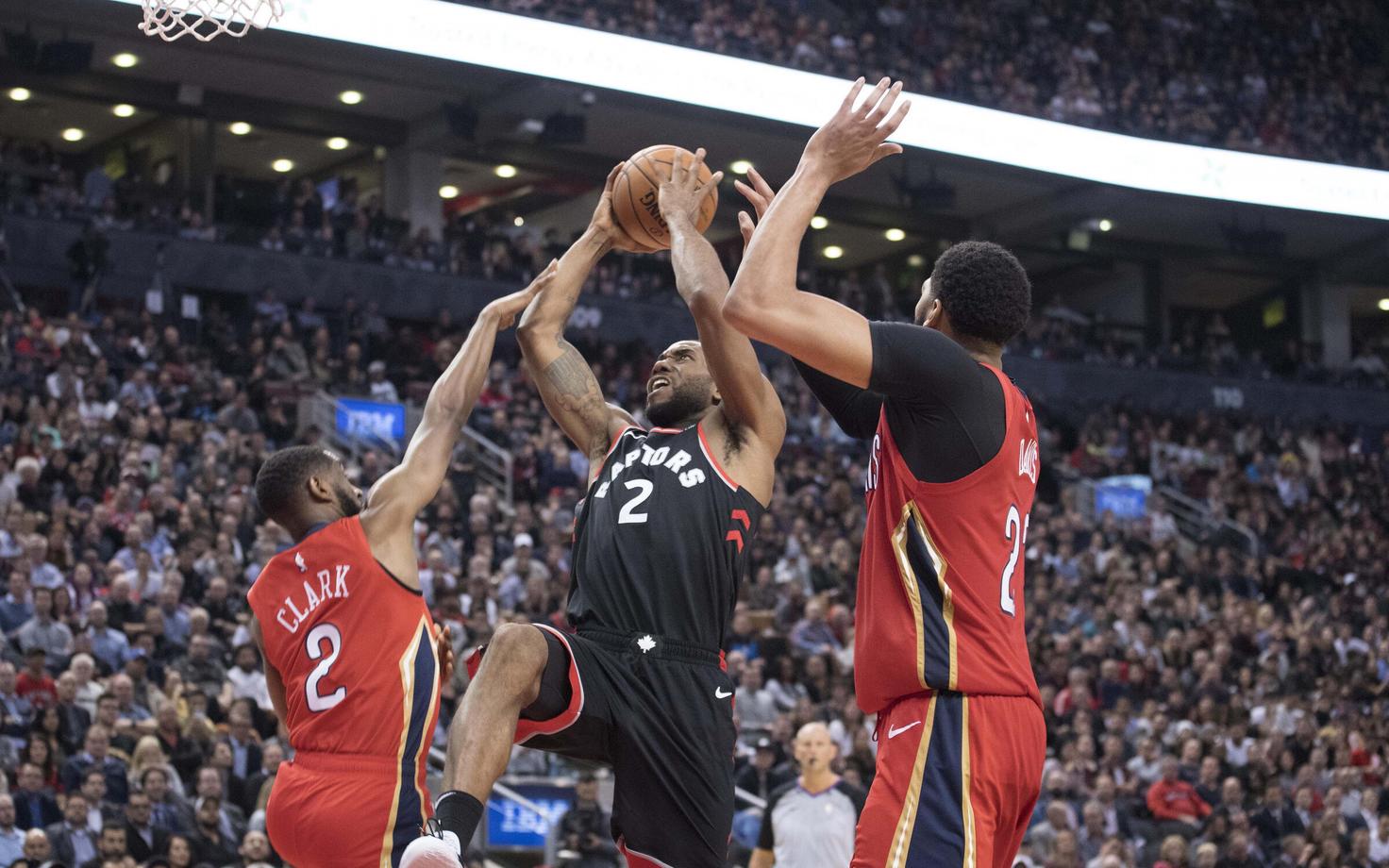 Ian Clark (Pelicans), Kawhi Leonard (Raptors), Anthony Davis (Pelicans)