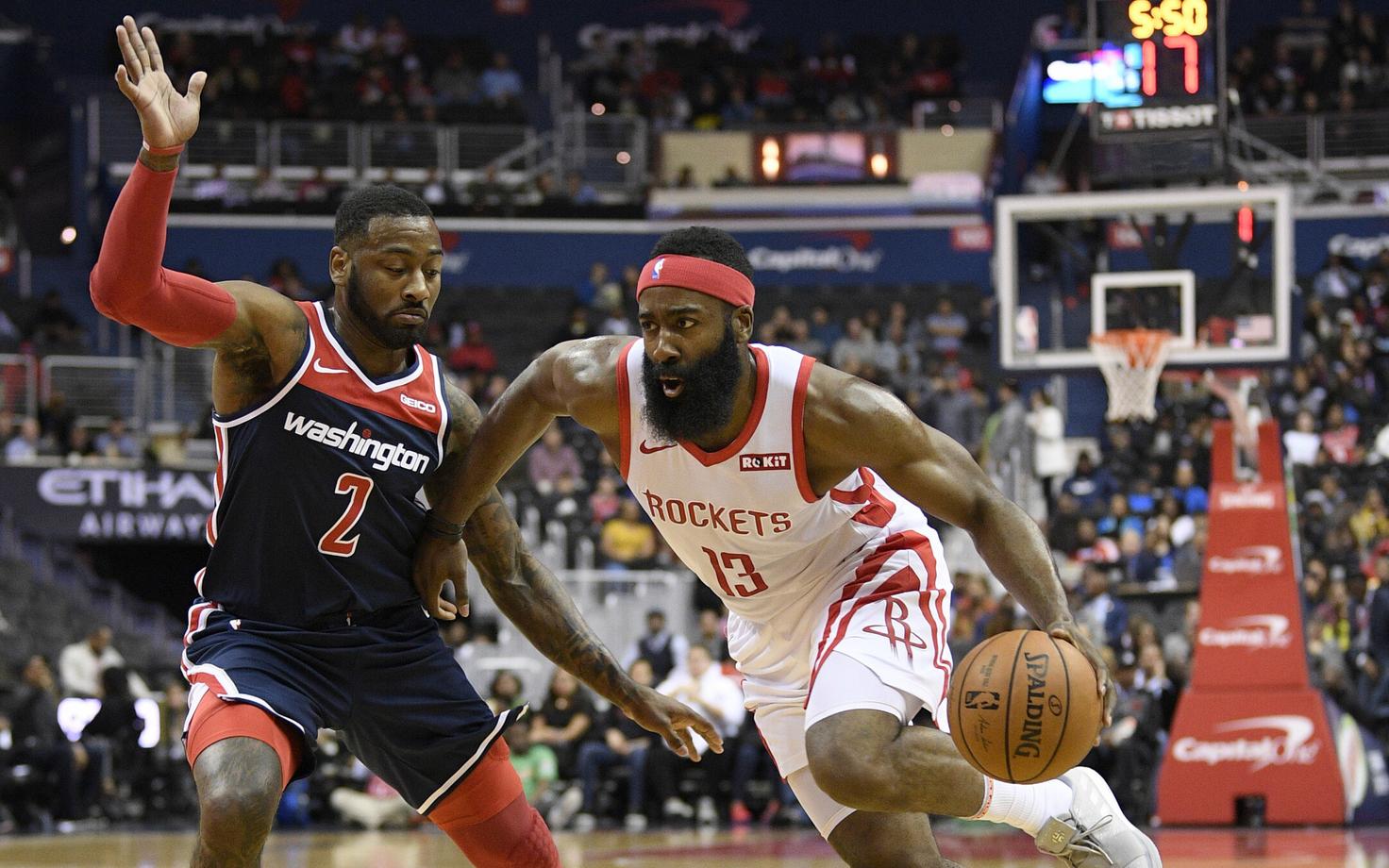 Meeskondade resultatiivseimad mehed John Wall ja James Harden vastamisi.