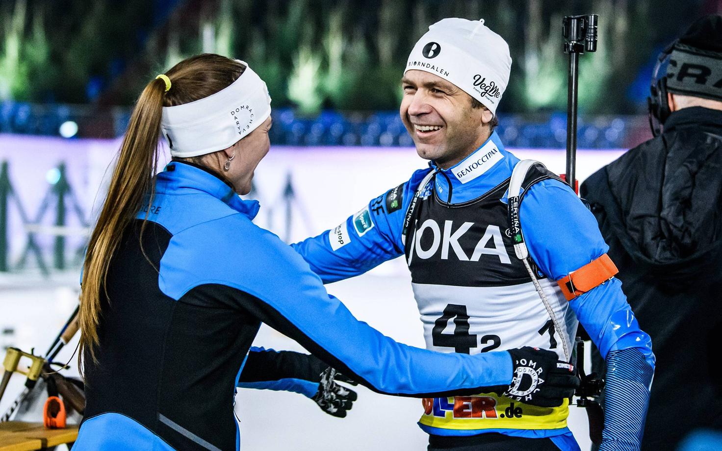 Darja Domratševa ja Ole Einar Björndalen