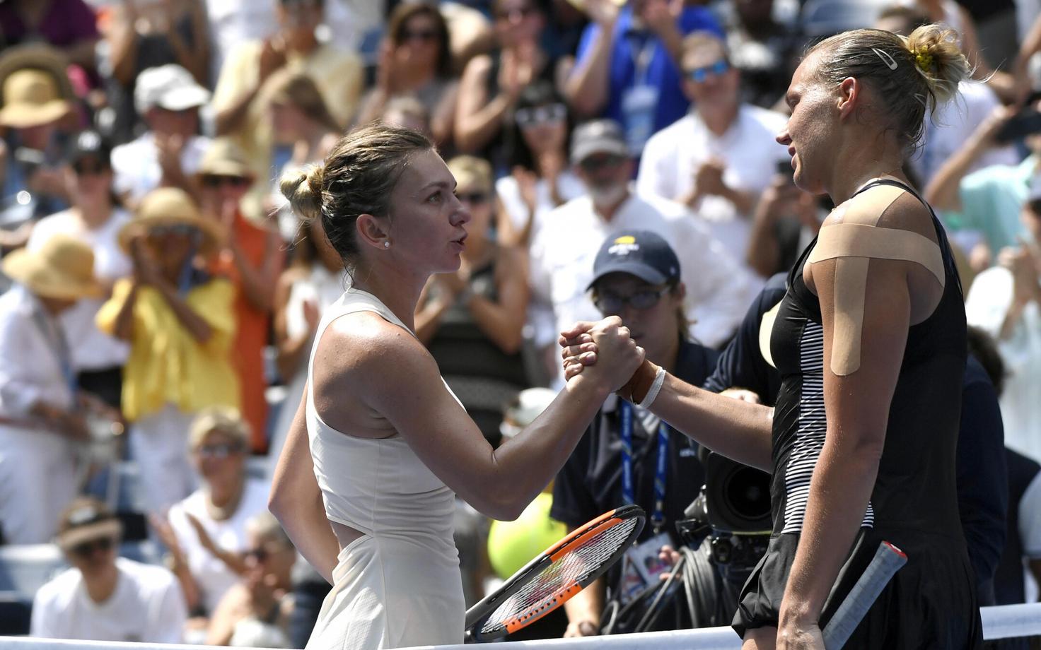 Simona Halep ja Kaia Kanepi US Openi kohtumise järel.
