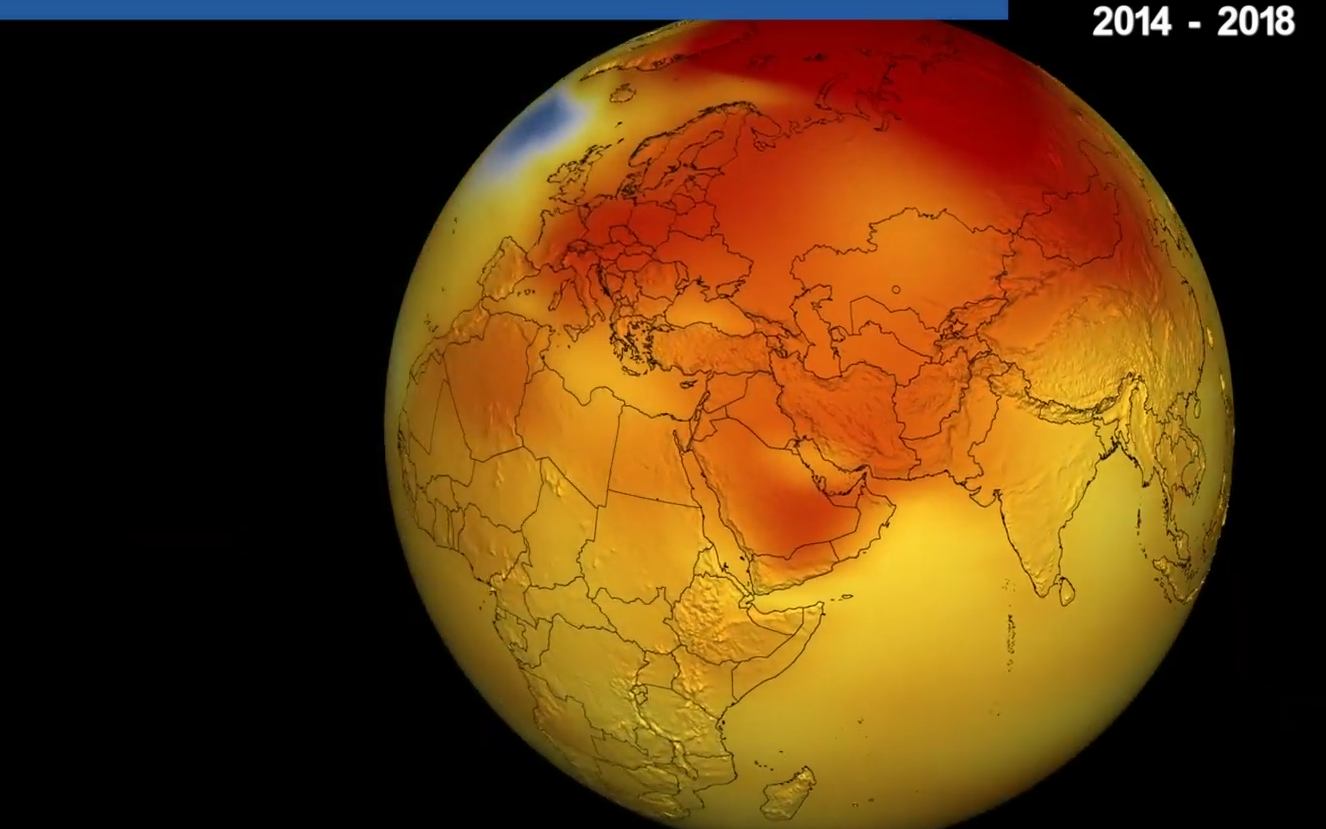 NASA andmestiku kohaselt ületas 2018. aasta keskmine õhutemperatuur 1951–1980 aasta keskmist 0,83°C võrra.