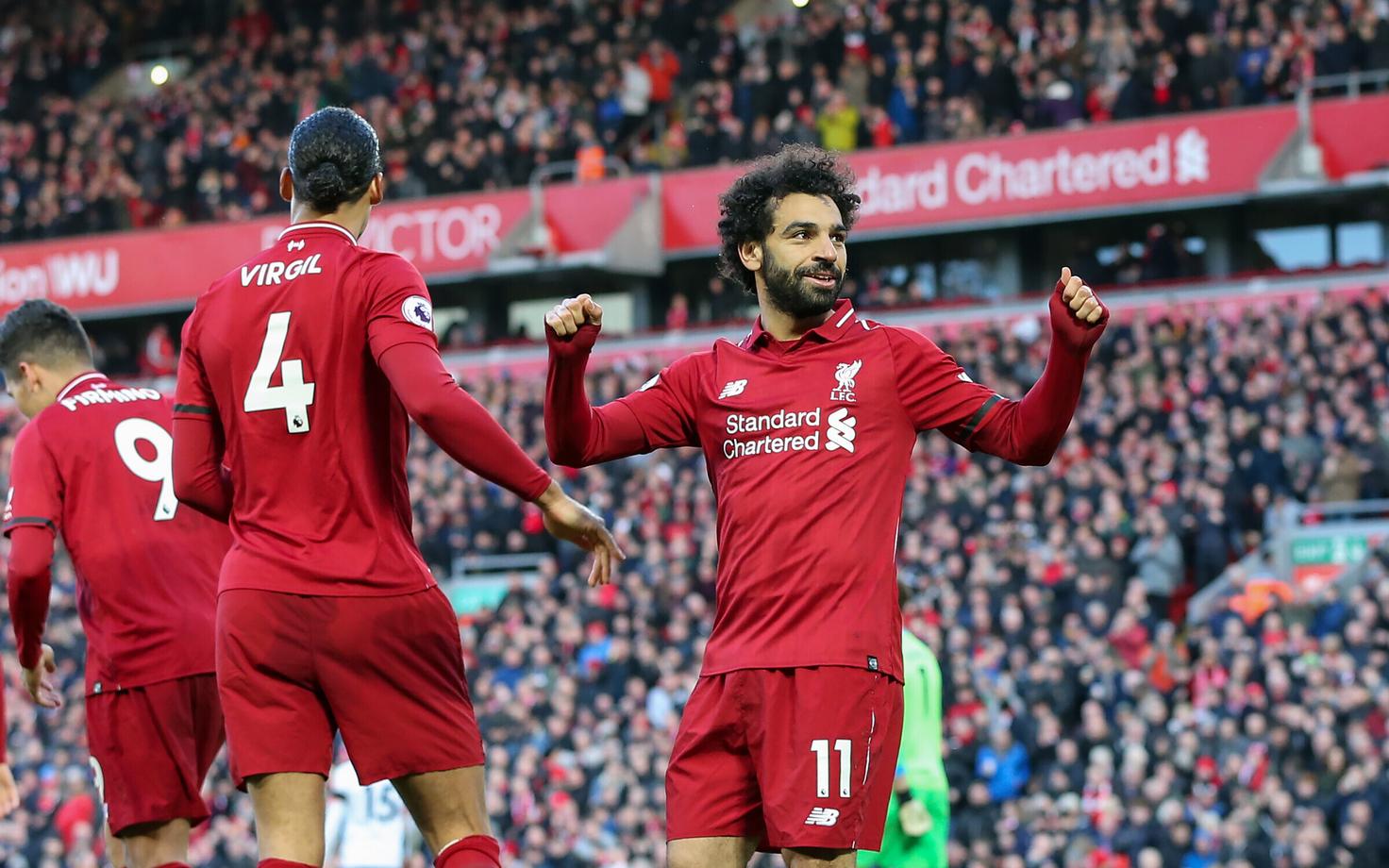 Mohamed Salah lõi laupäevases kohtumises Liverpooli eest ühe värava (paremal)