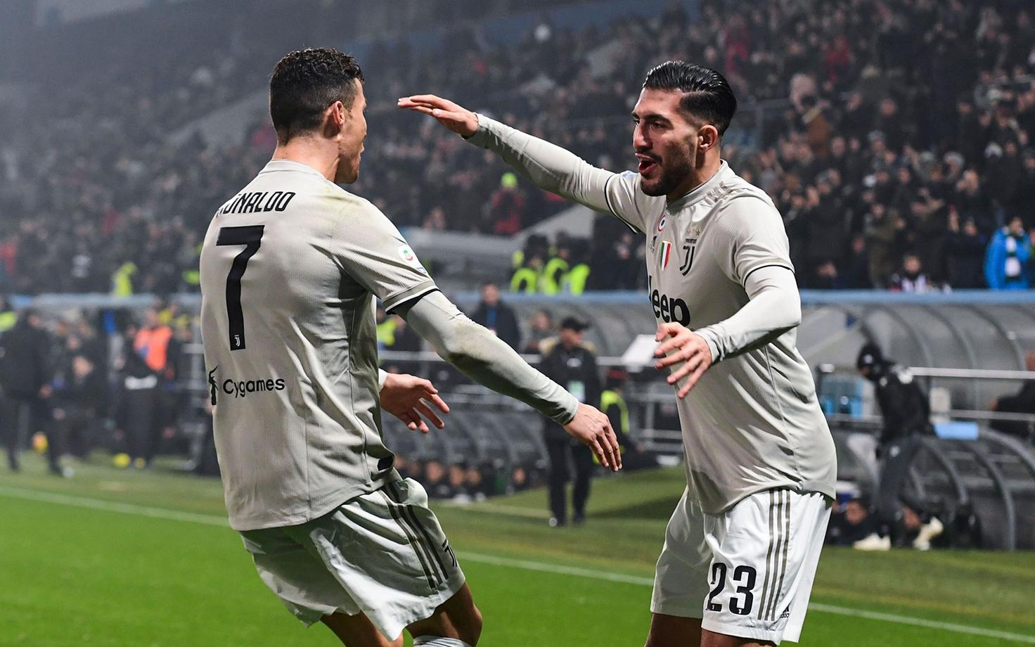 Emre Can ja Cristiano Ronaldo Juventuse väravat tähistamas
