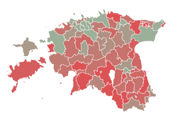 Omavalitsuste tulude kaart elaniku kohta
