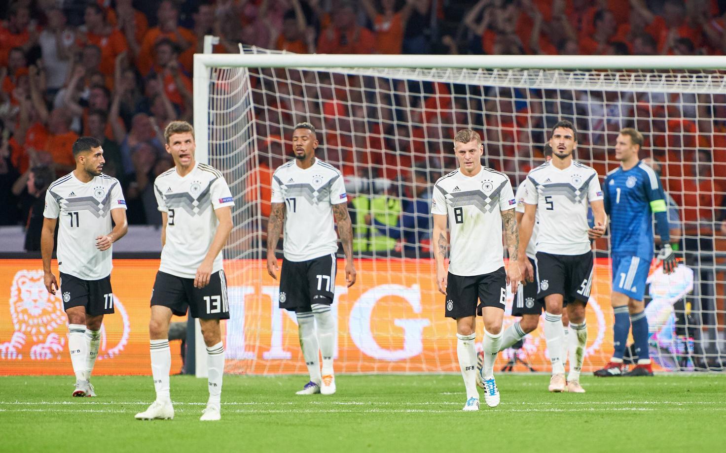 Thomas Müller (nr 13), Jerome Boateng (nr 17) ja Mats Hummels (nr 5) Saksamaa särgis