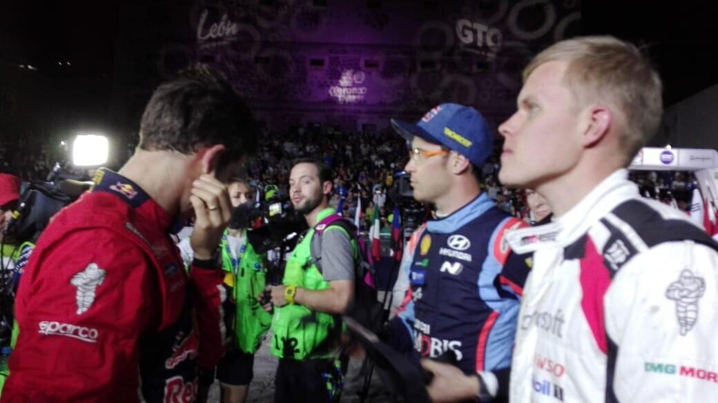 Sebastien Ogier, Thierry Neuville ja Ott Tänak Mehhiko MM-ralli avakatsel