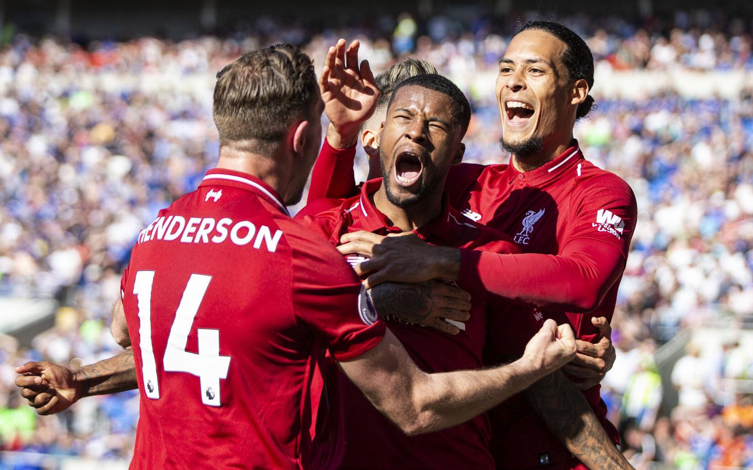 Liverpooli avavärava löönud Georginio Wijnaldum (keskel)