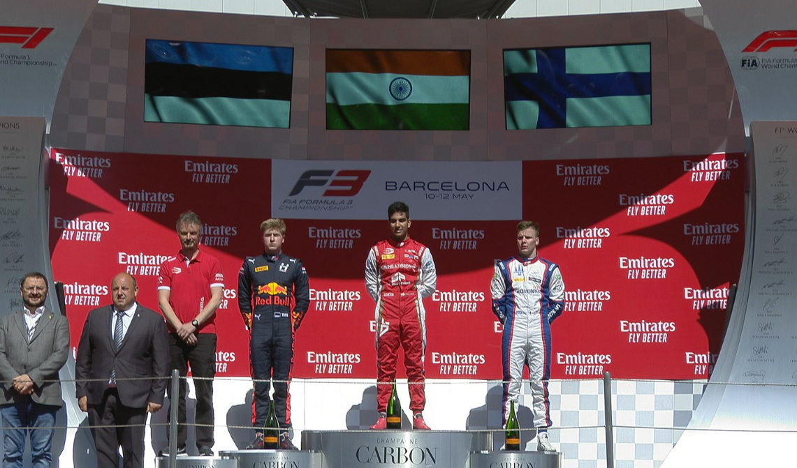 Jüri Vips Barcelona GP pjedestaalil