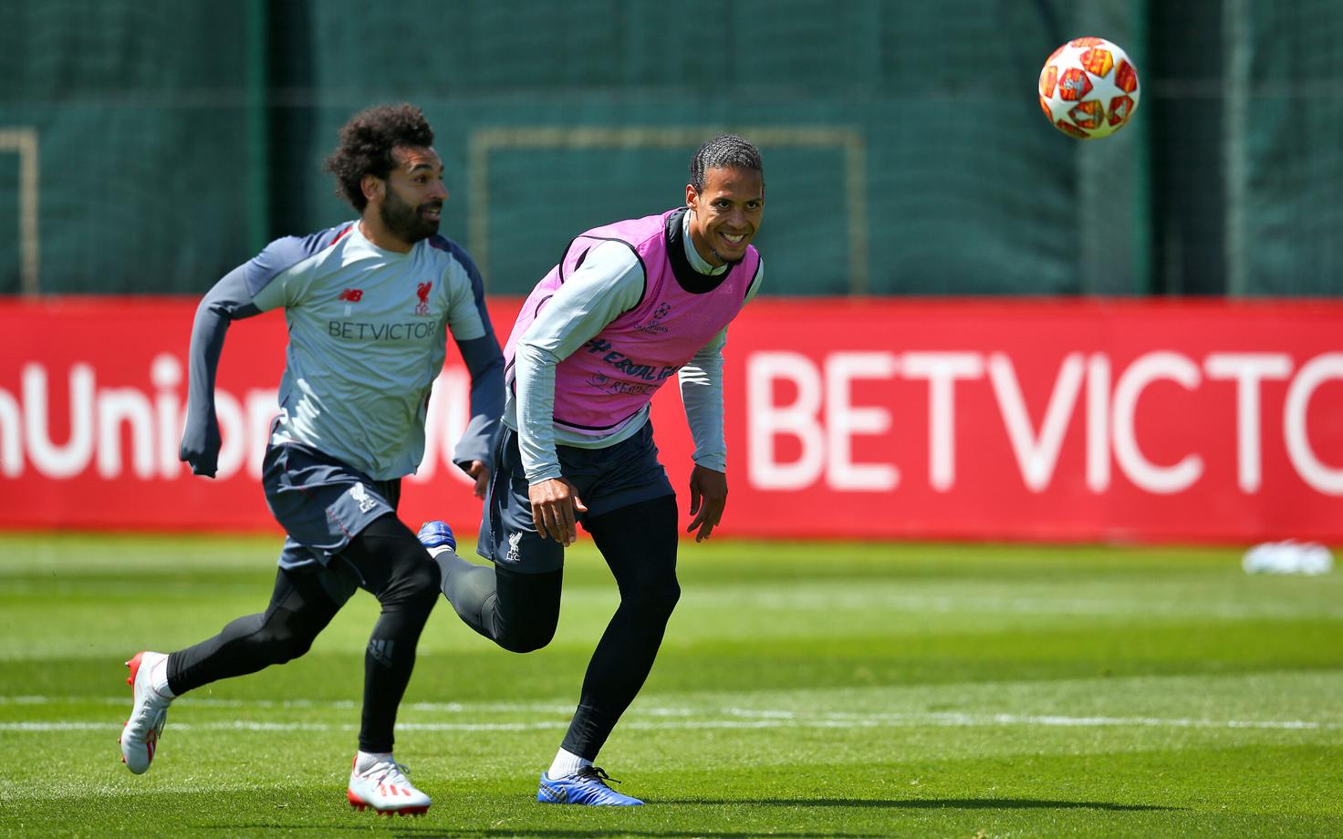 Mohamed Salah ja Virgil van Dijk treeningul