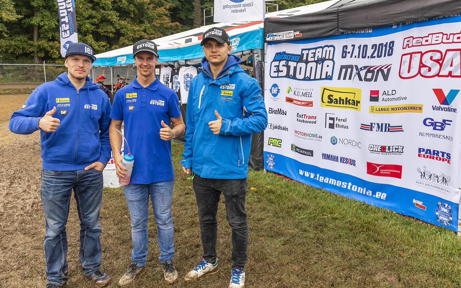Eesti motokrossi koondis 2018. aasta koondis: (vasakult) Tanel Leok, Harri Kullas ja Hardi Roosiorg