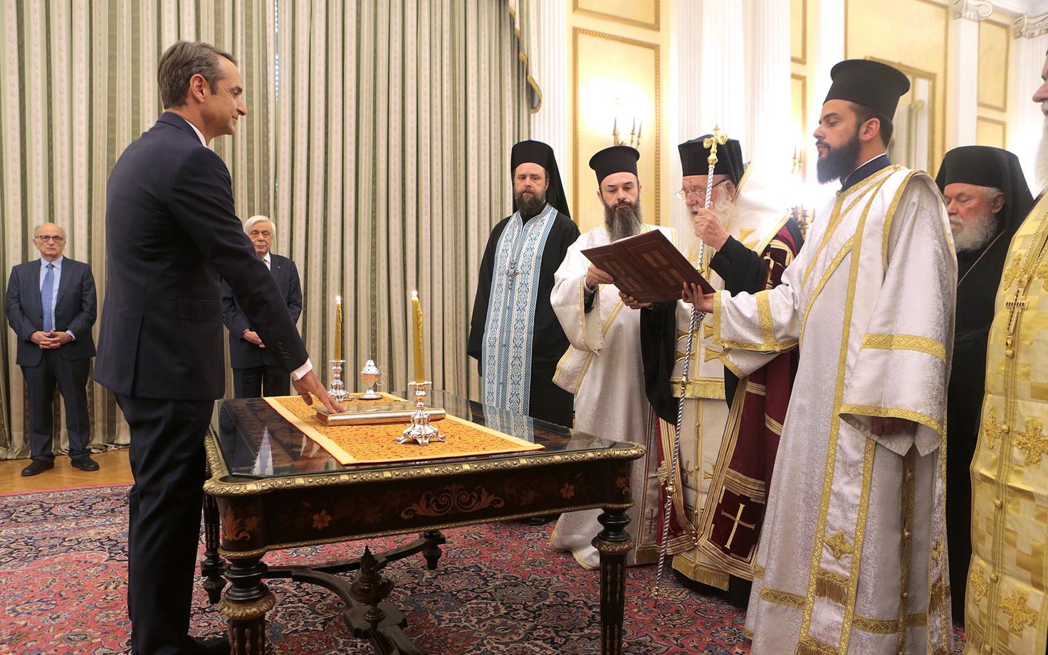 Kyriakos Mitsotakis ametisse vannutamise tseremoonial.