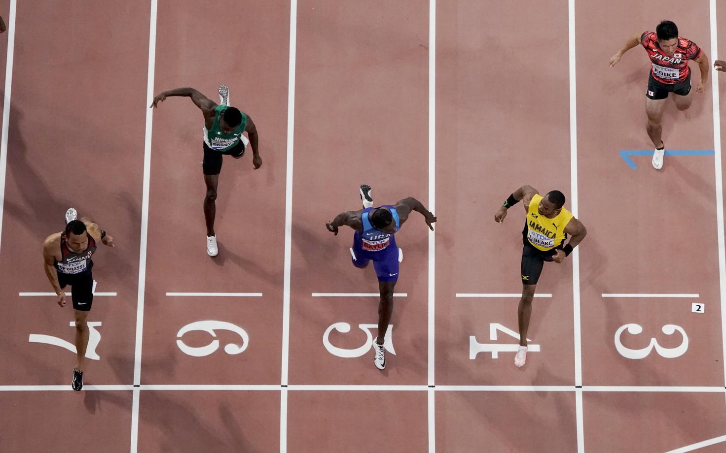 Justin Gatlin on viiendal rajal.