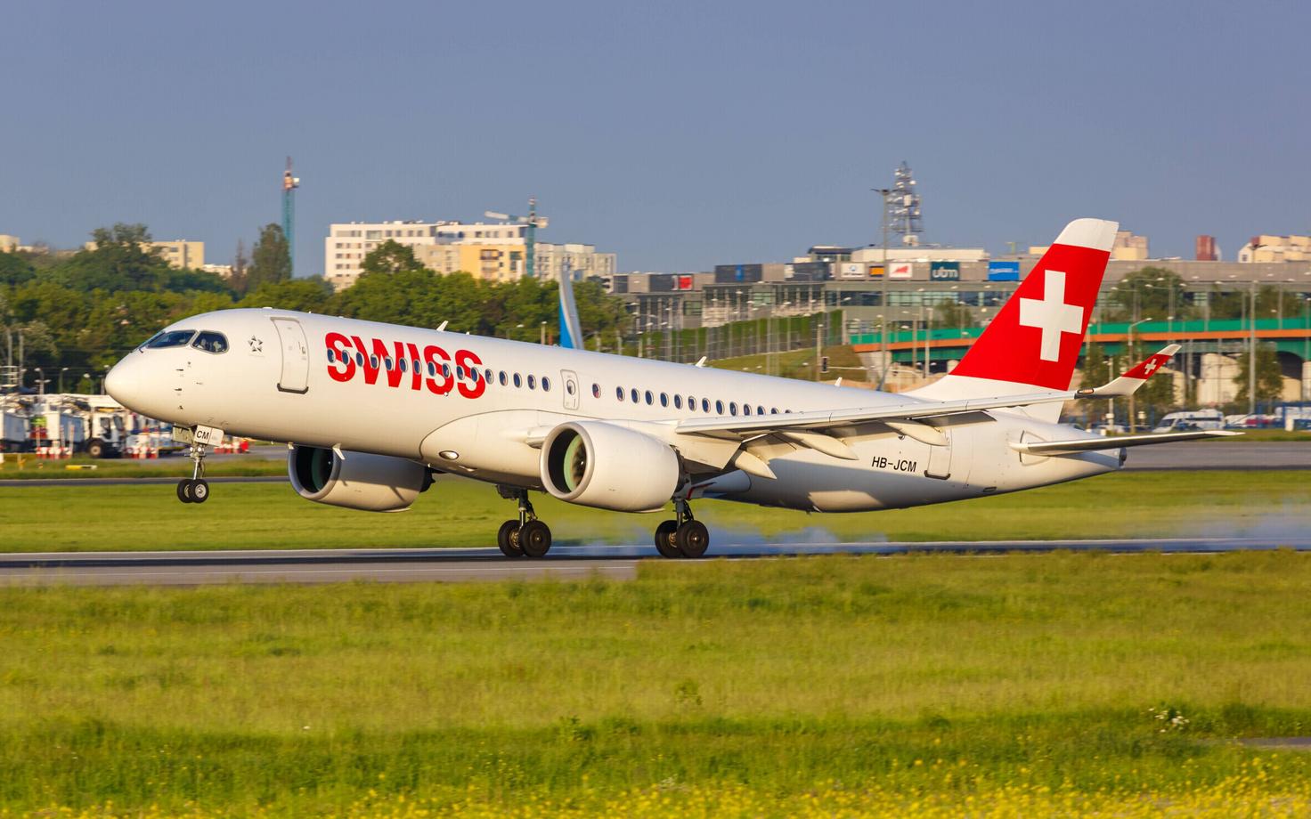 Lennufirma Swiss lennuk Airbus A220.