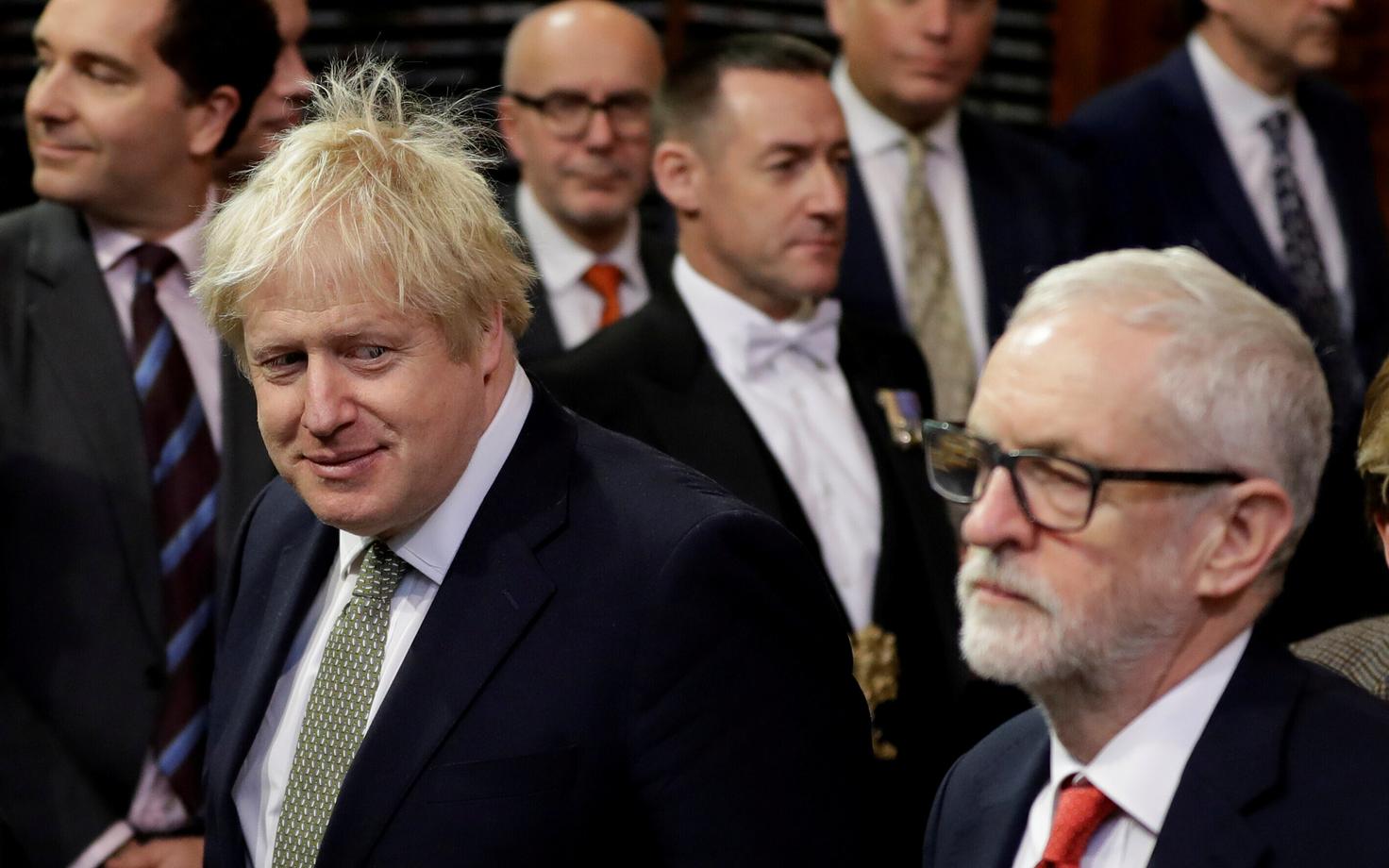 Boris Johnson ja Jeremy Corbyn parlamendi avaistungil.