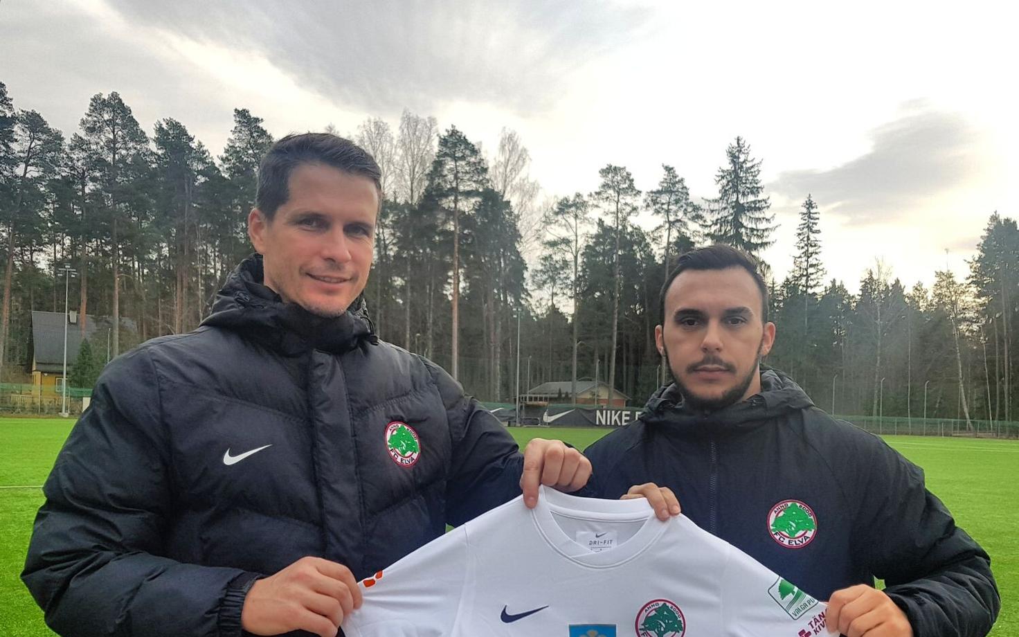 FC Elva tegevjuht Marek Naaris ja uus spordidirektor Stefan Ristic