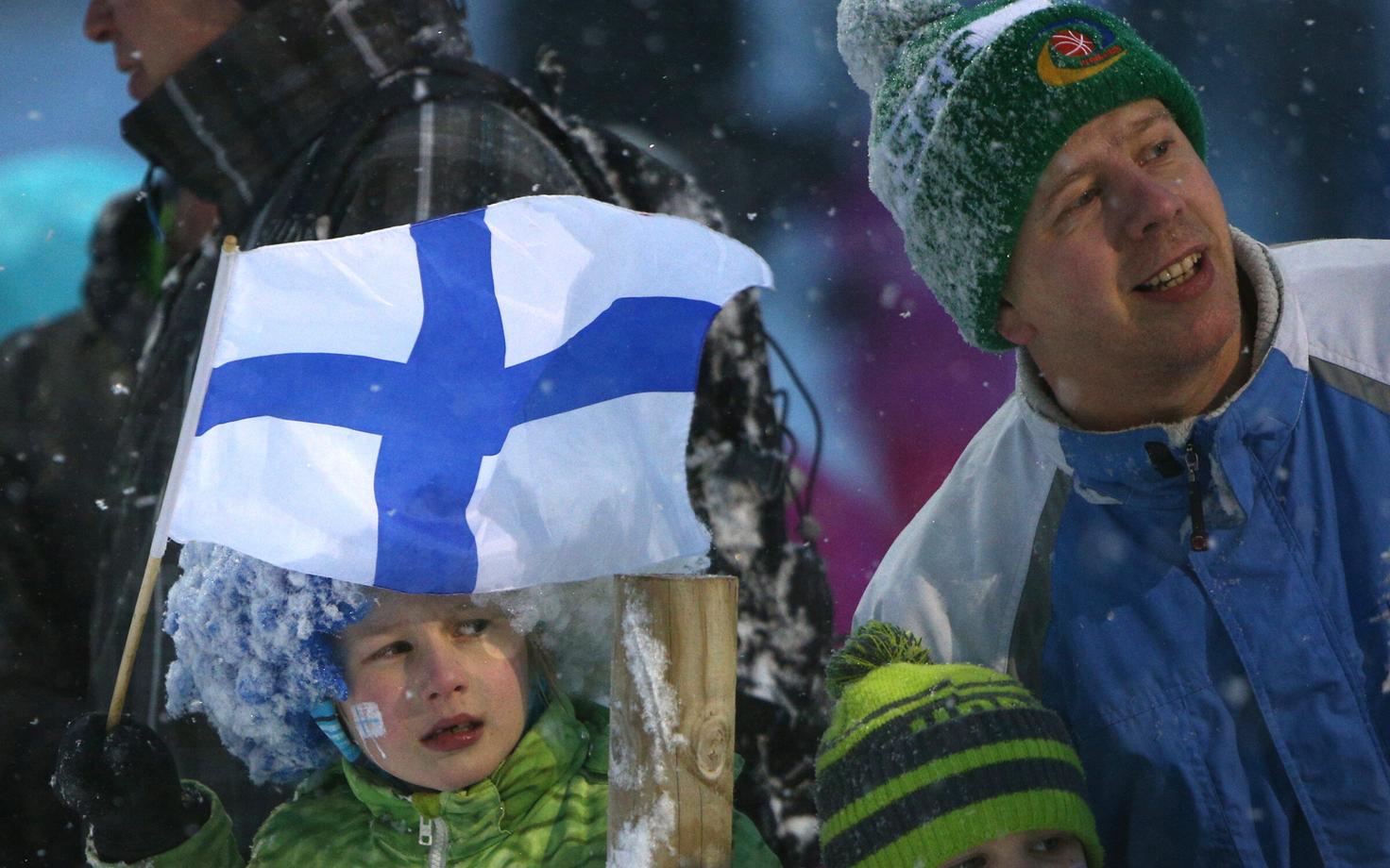 Soome noored suusafännid, arhiivifoto.