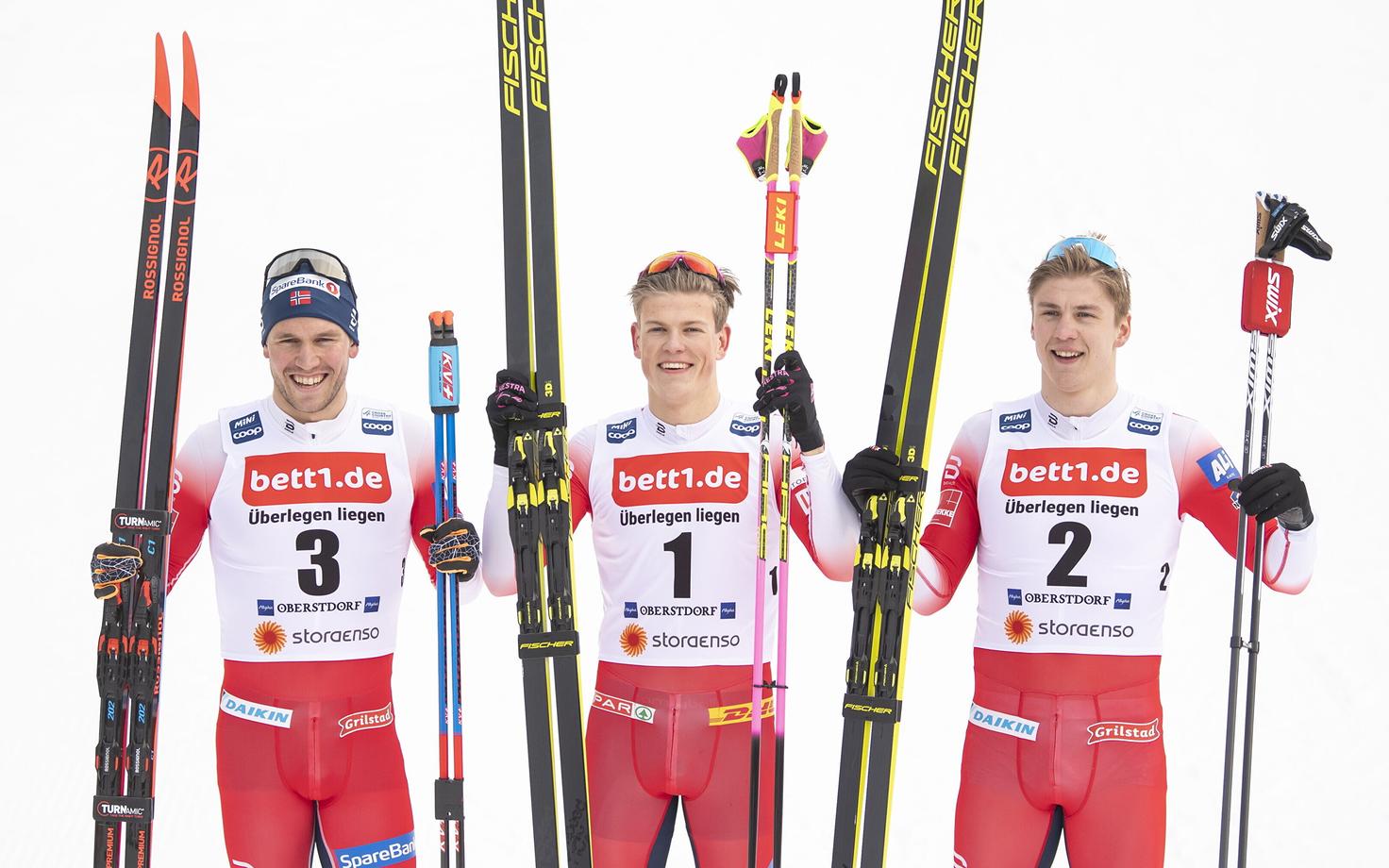 Paal Goldberg (vasakult), Johannes Hösflot Kläbo ja Erik Valnes