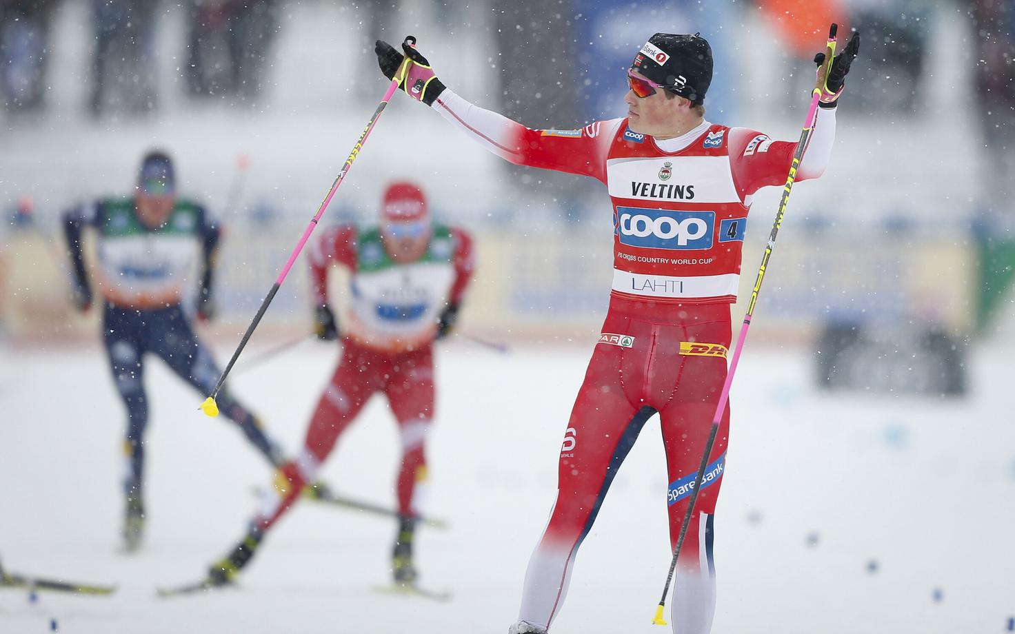 Kläbo võimas lõpuspurt tõi Lahti MK-etapil Norra meeskonnale võidu