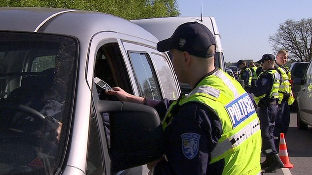 Police breath tests in process.