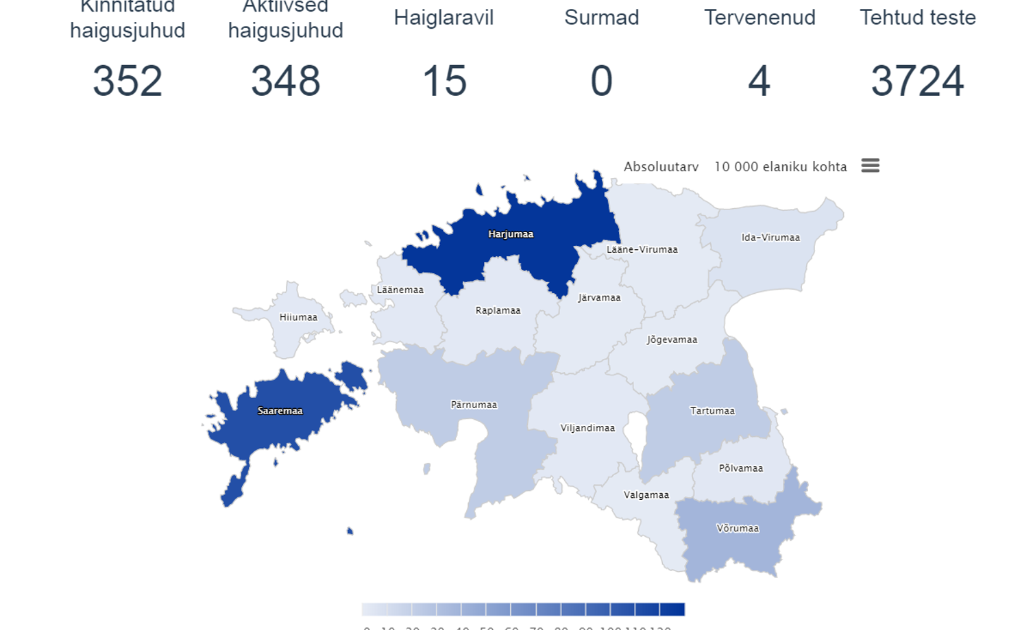 Terviseameti koroonakaart 23. märtsi hommiku seisuga