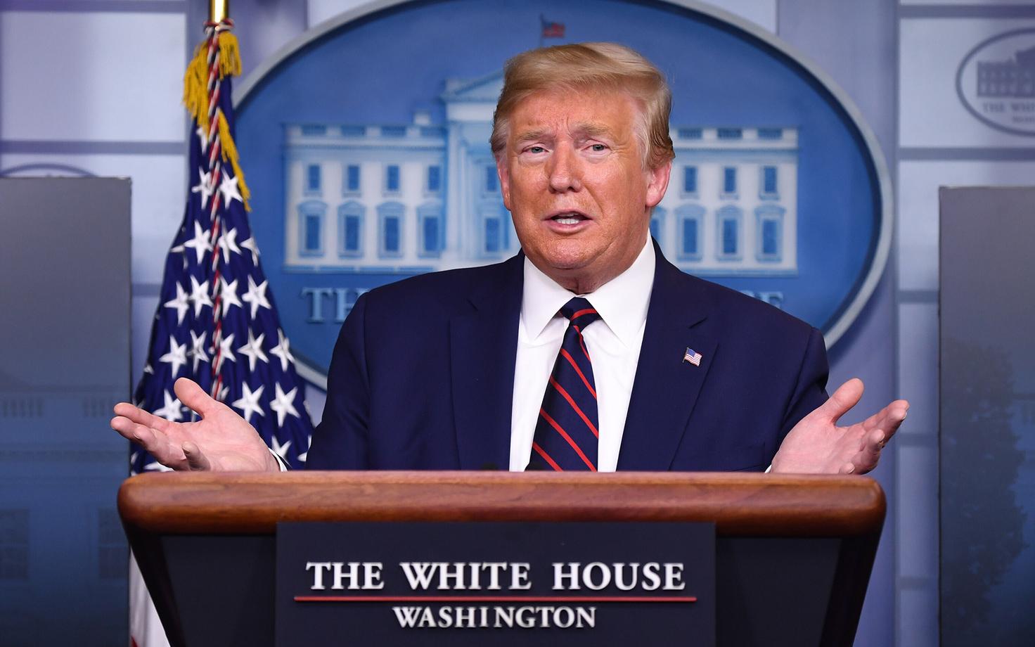Donald Trump Valge Maja briifingul.