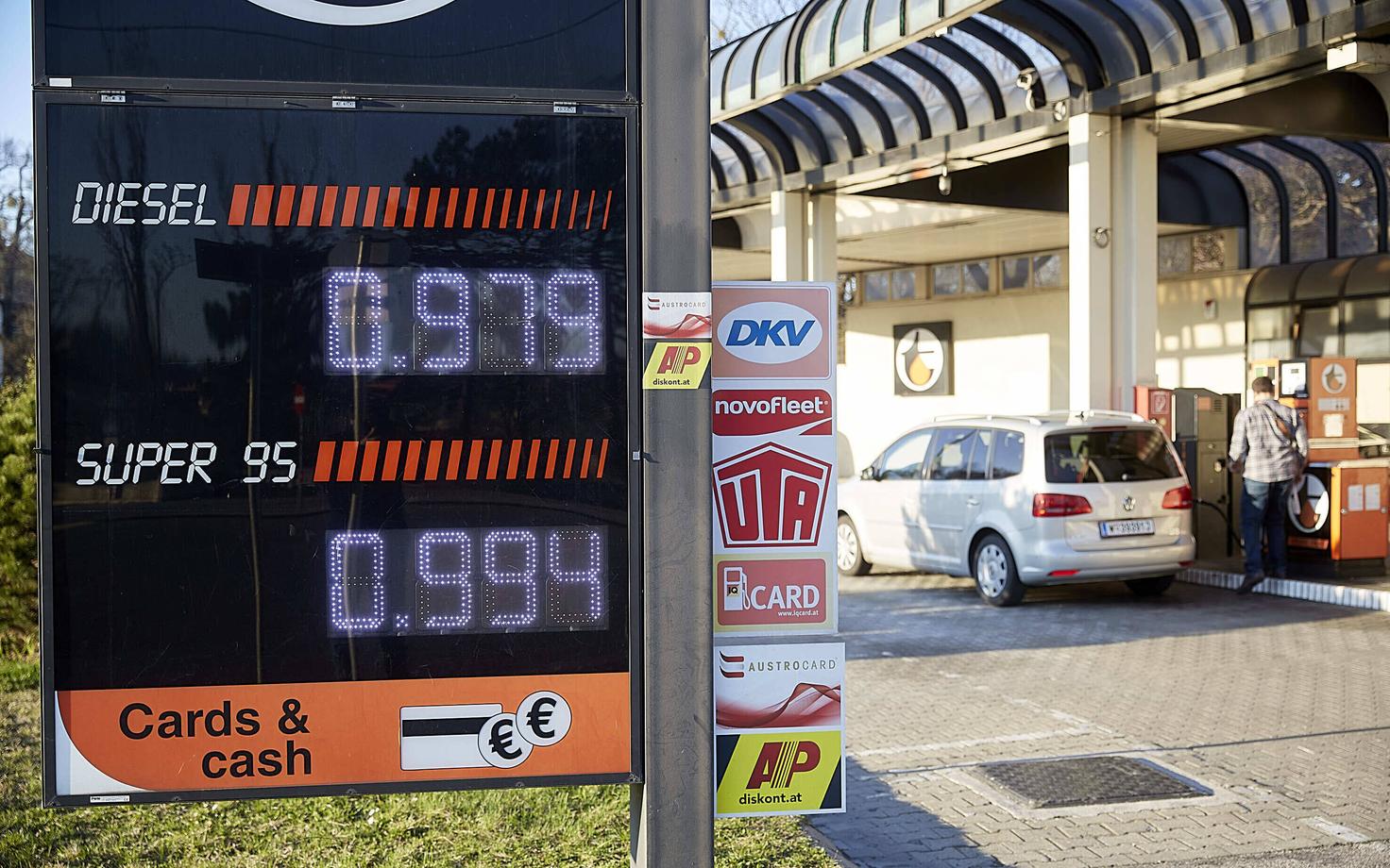 Autokütuste hinnad Austria pealinnas Viinis 7. aprillil.