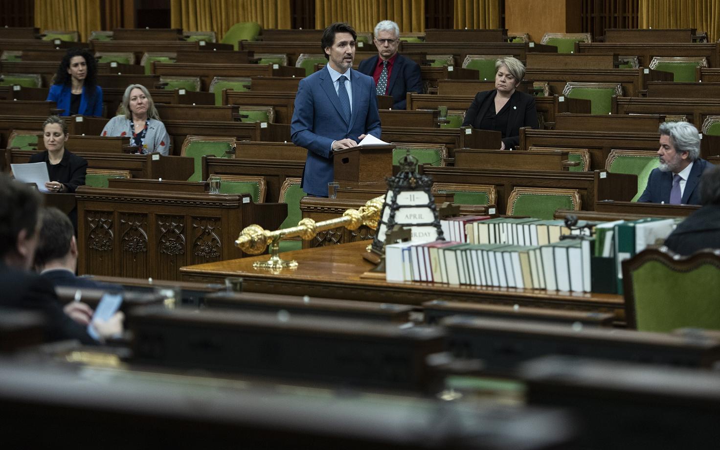 Kanada peaminister Justin Trudeau laupäeval parlamendis.