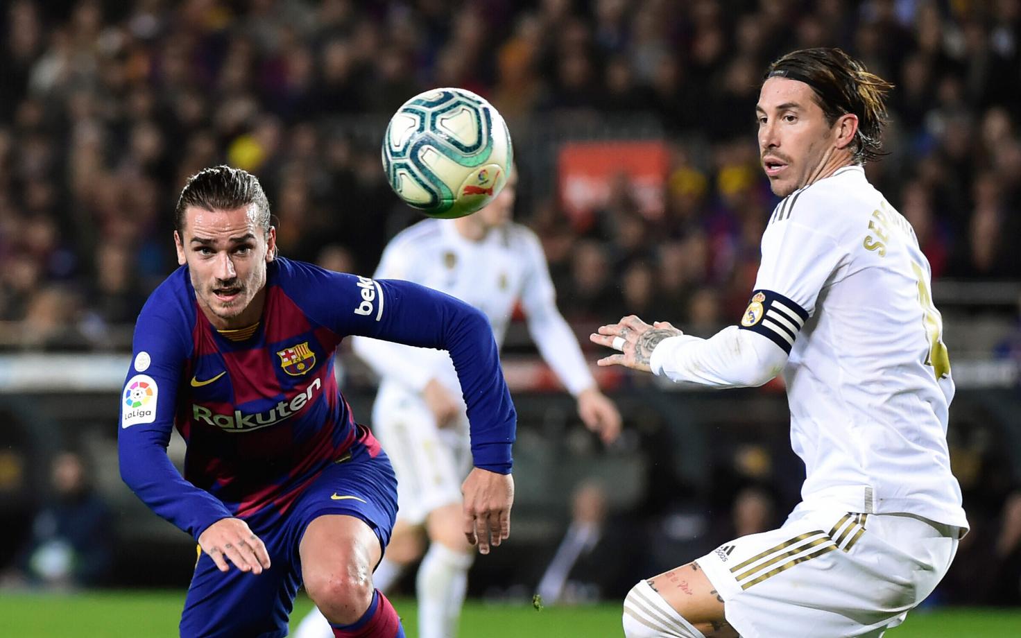 Antoine Griezmann (Barcelona) ja Sergio Ramos (Madridi Real)