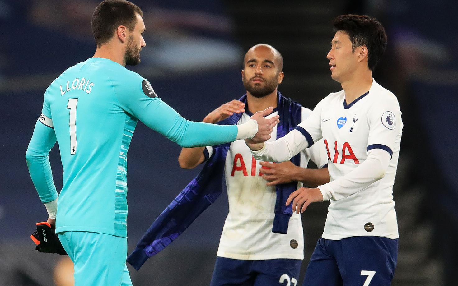 Hugo Lloris, Lucas Moura ja Heung-min Son