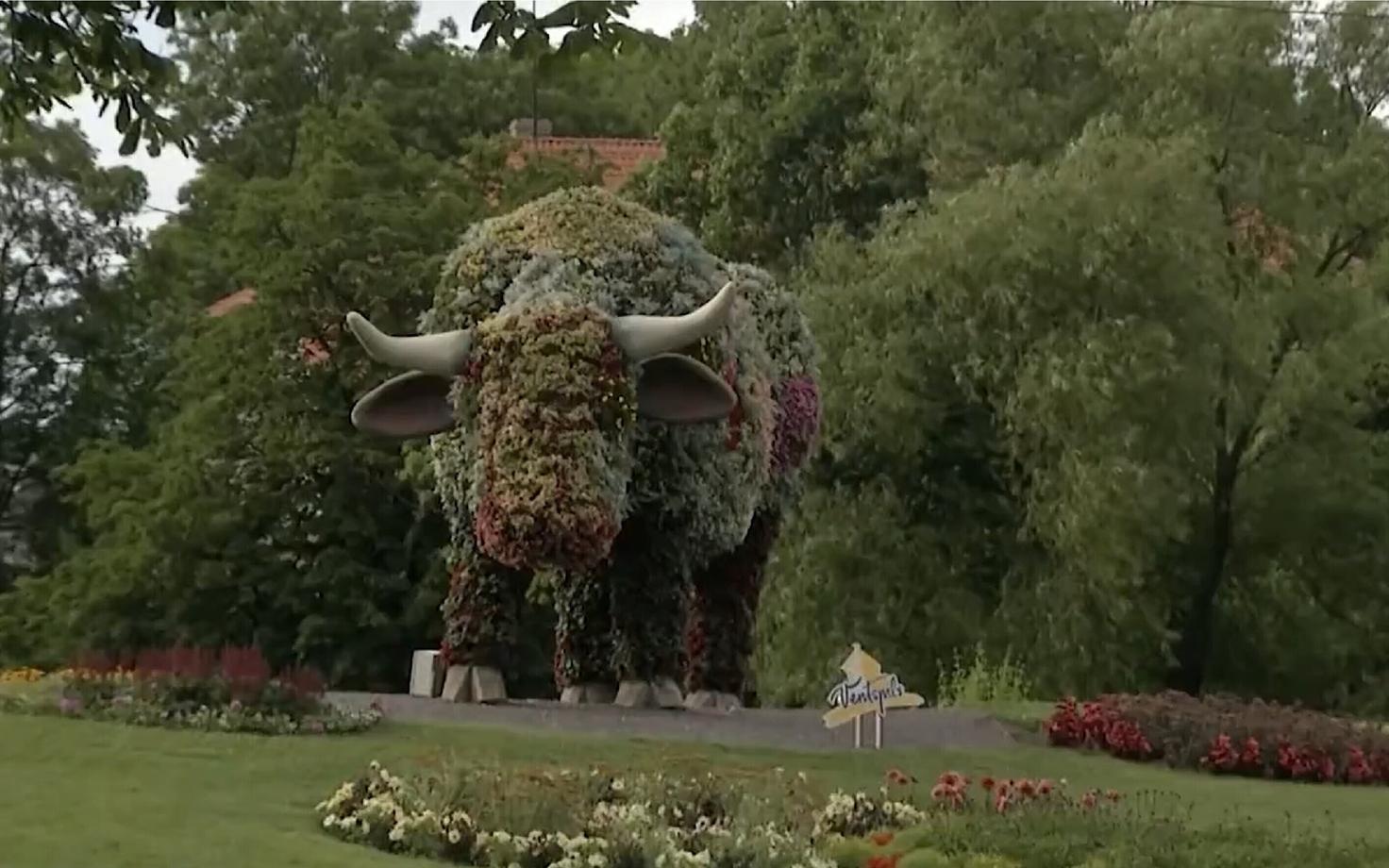 Скульптура из растений в Вентспилсе.
