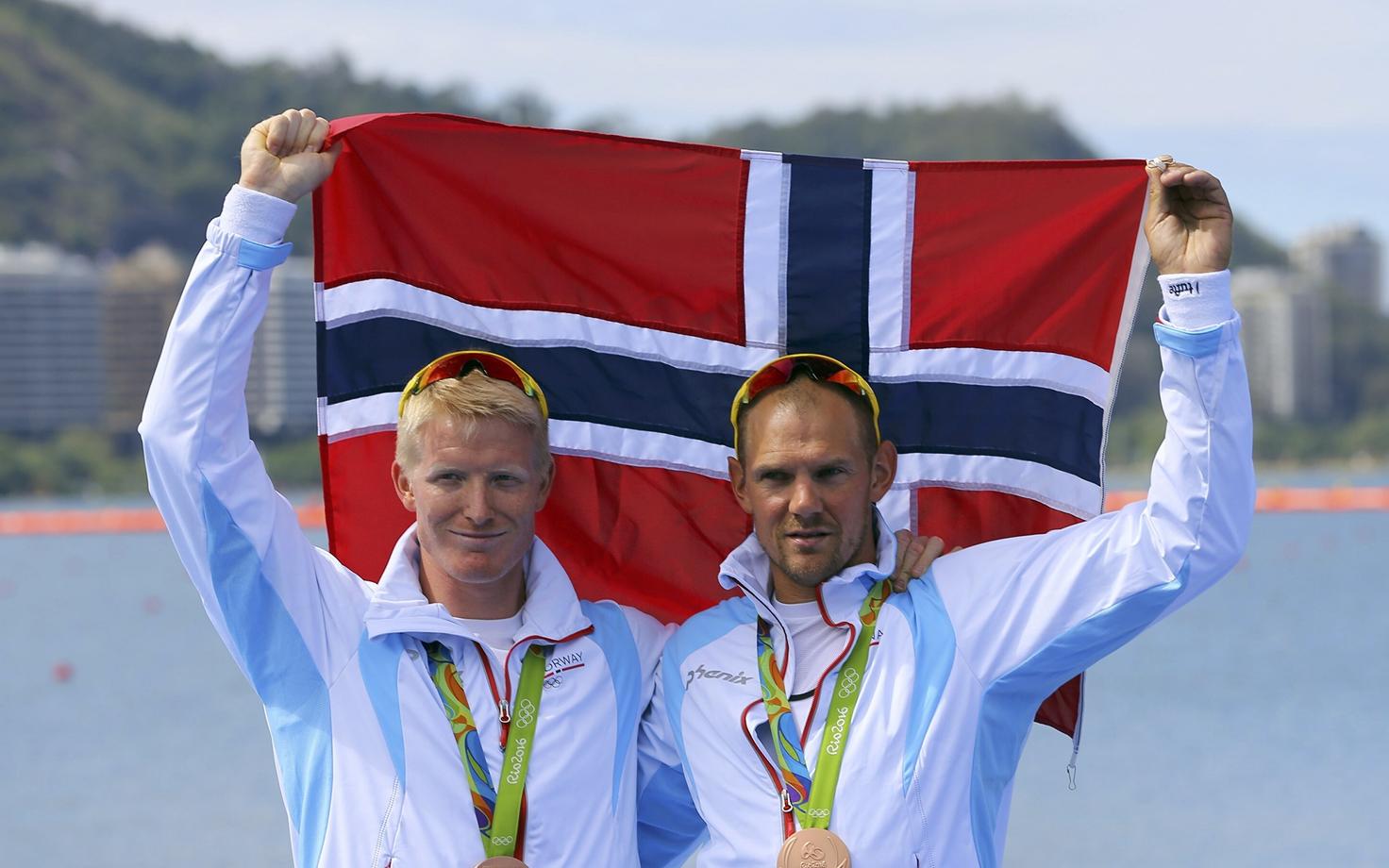 Kjetil Borch ja Olaf Tufte Rio de Janeiro olümpiamängude pjedestaalil