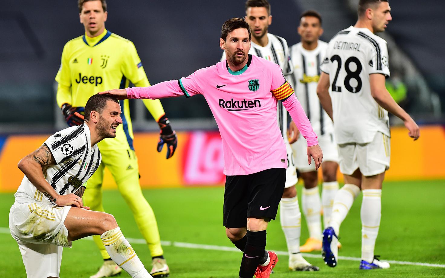 Lionel Messi (paremal) ja Torino Juventuse kapten Leonardo Bonucci