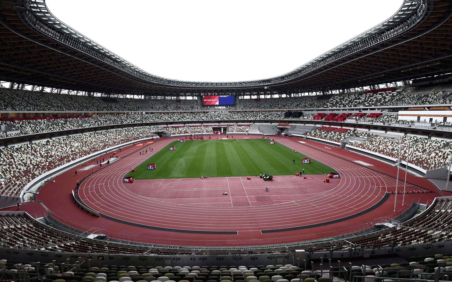 Tokyo rahvusstaadion, kus peeti esmaspäeval olümpimängude testvõistlus.