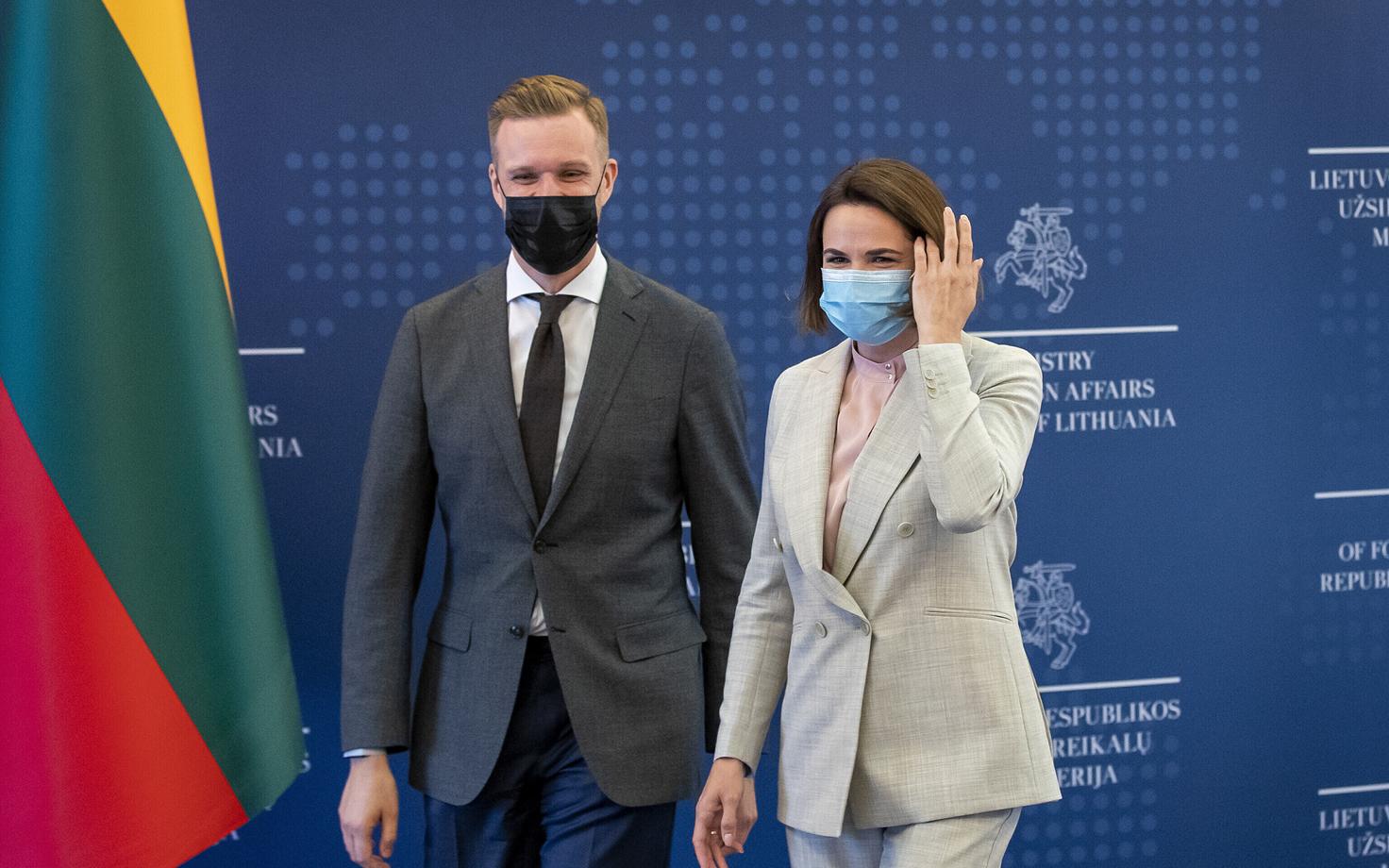 Leedu välisminister Gabrielius Landsbergis ja Valgevene opositsiooniliider Svjatlana Tsihhanovskaja.