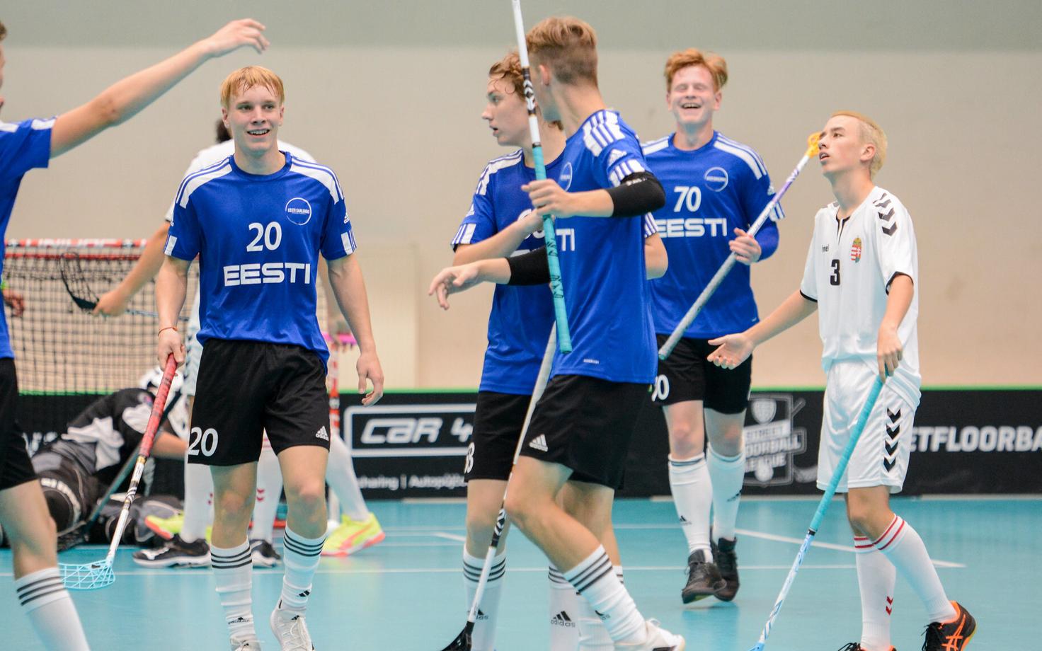 Eesti U-19 saalihokikoondis mängus Ungari vastu