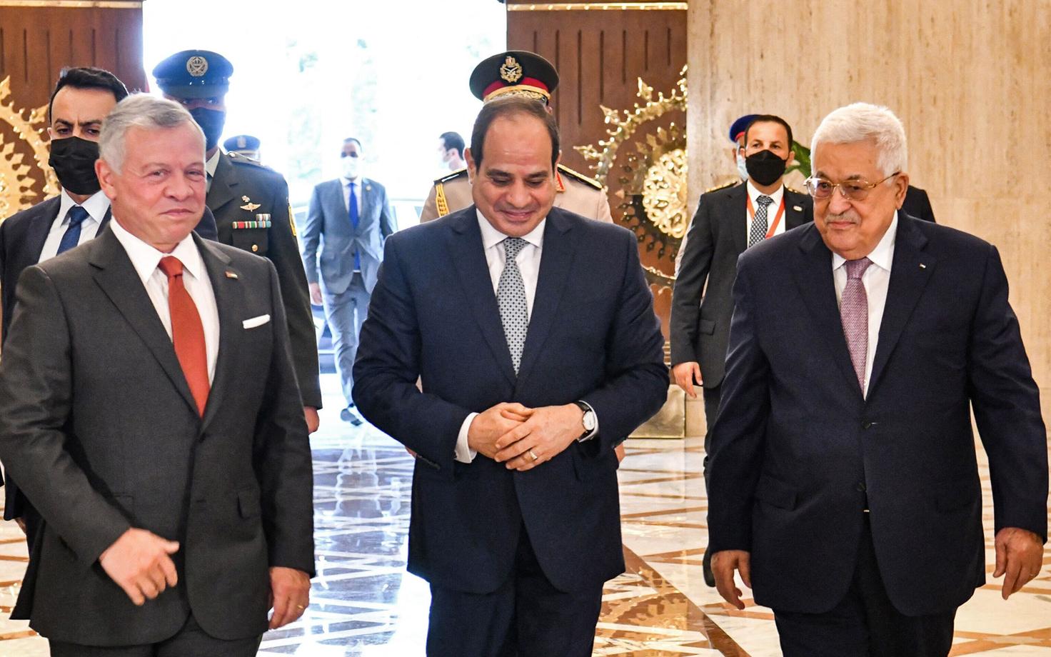 Abdullah II, Abdel Fattah al-Sisi ja Mahmoud Abbas 2. septembril Kairos.
