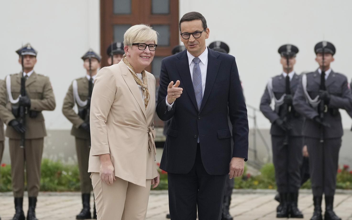 Leedu peaminister Ingrida Simonyte ja Poola peaminister Mateusz Morawiecki Varssavis.