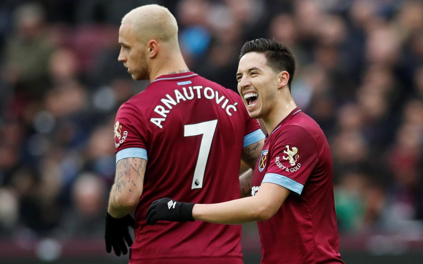 Samir Nasri (paremal) West Ham Unitedis