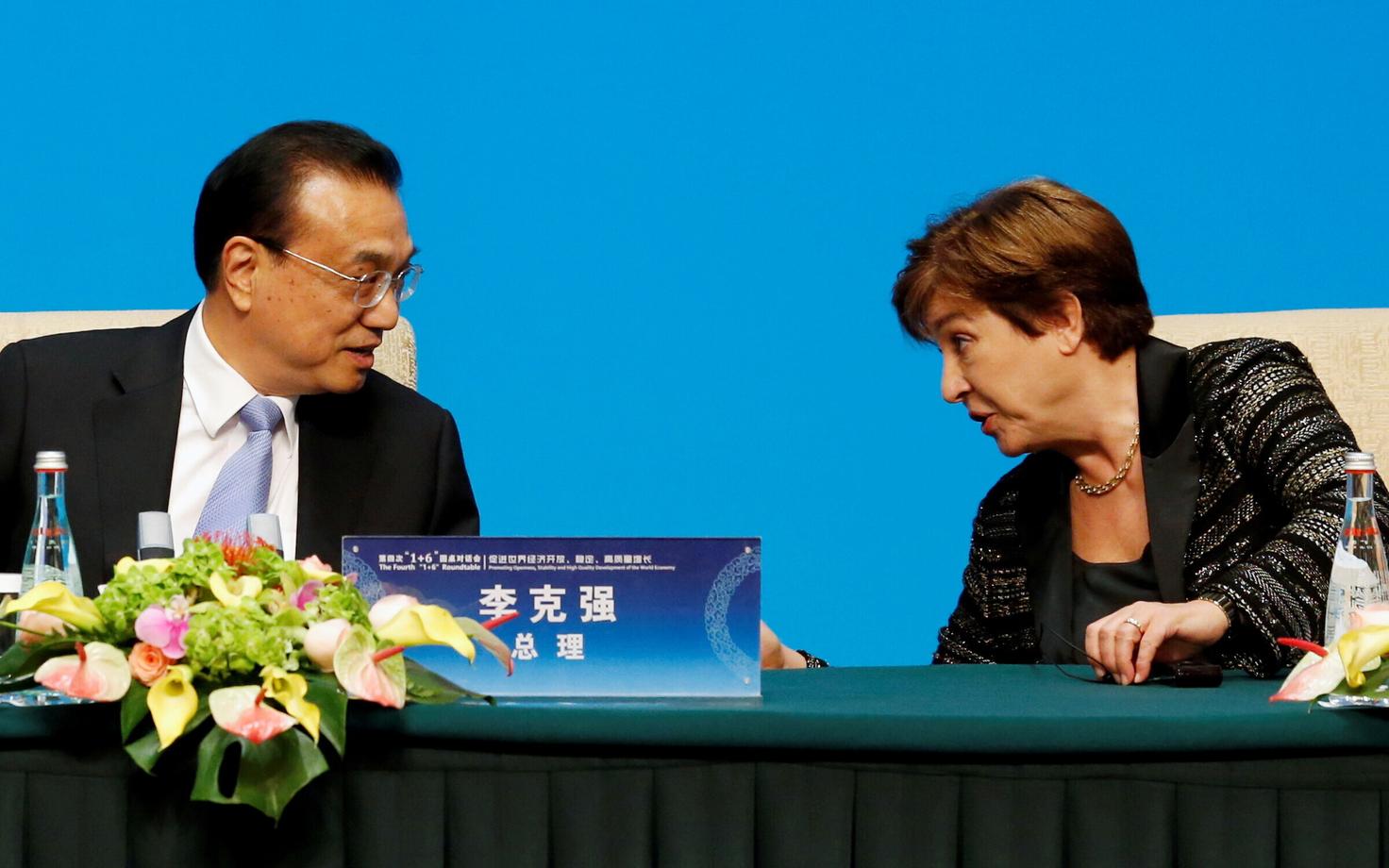 IMF-i tegevdirektor Kristalina Georgieva (paremal) ja Hiina peaminister Li Keqiang.