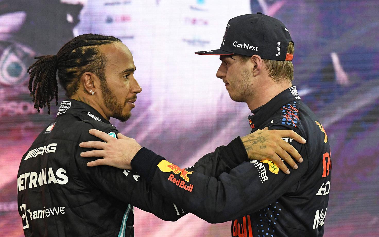 Lewis Hamilton ja Max Verstappen