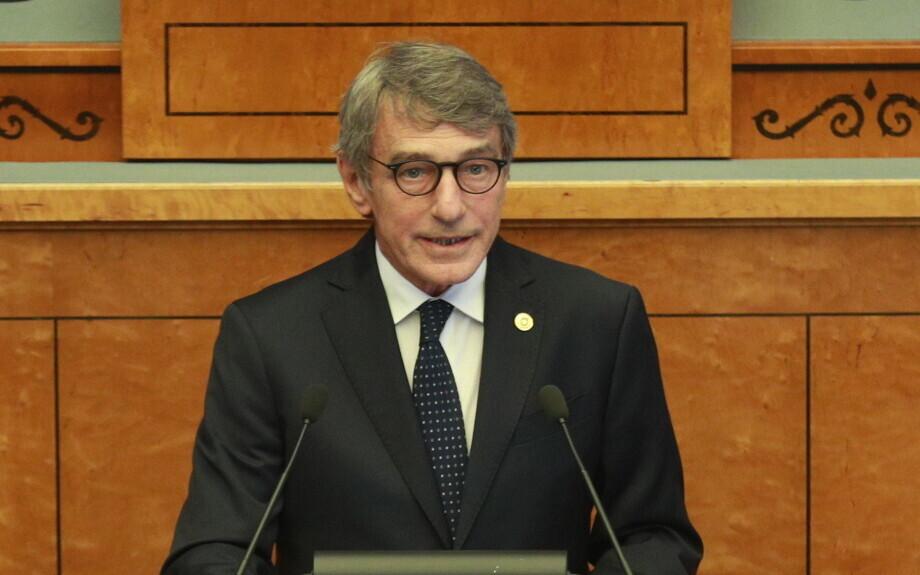 European Parliament President David Sassoli speaking at the August 20 Club meeting in the Riigikogu on August 20, 2021.