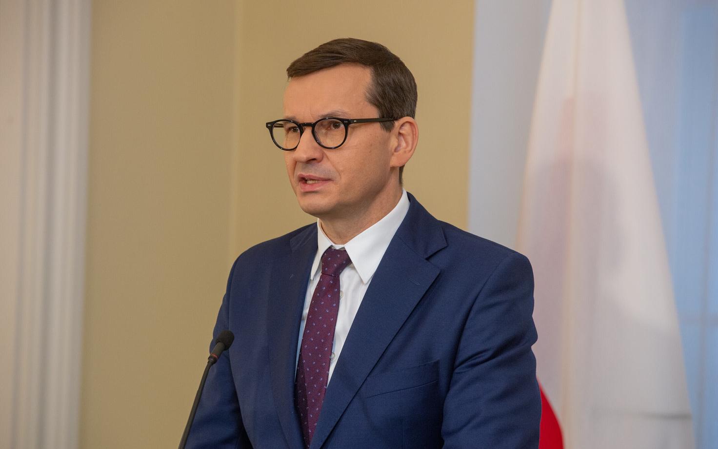 Премьер-министра Польши Матеуш Моравецкий во время визита в Эстонию.