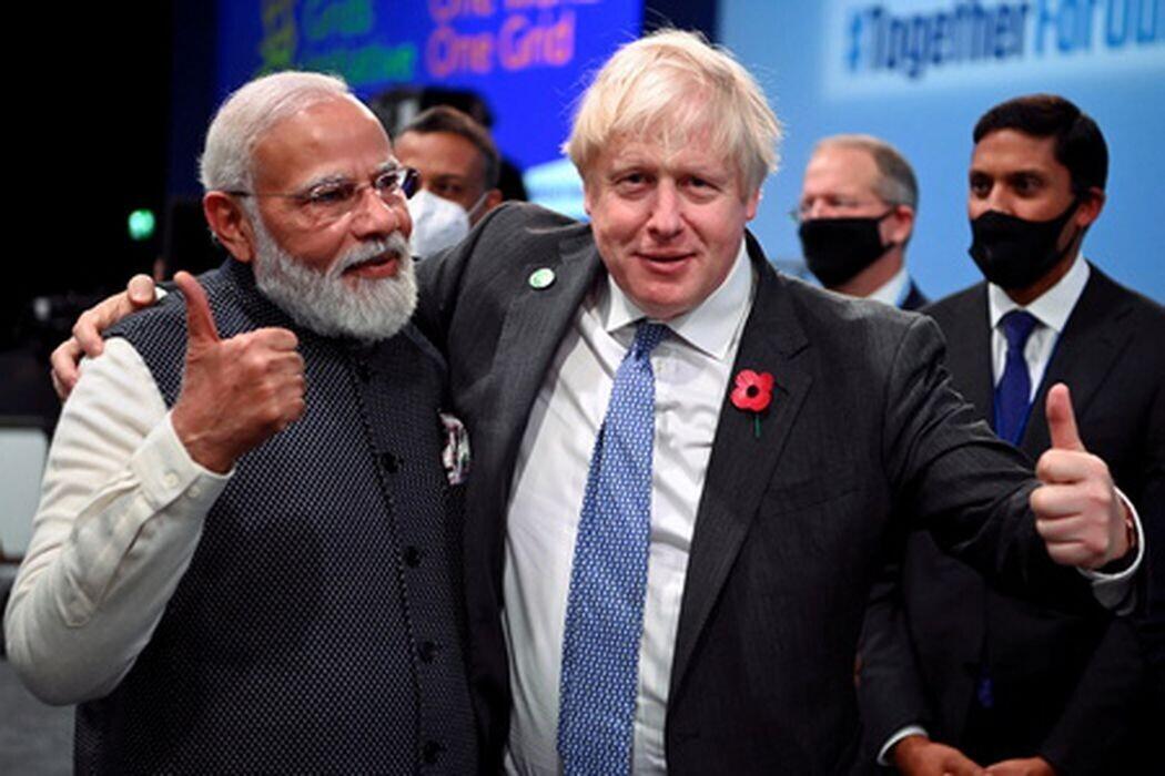 Ühendkuningriigi peaminister Boris Johnson koos India peaministri Narendra Modiga
