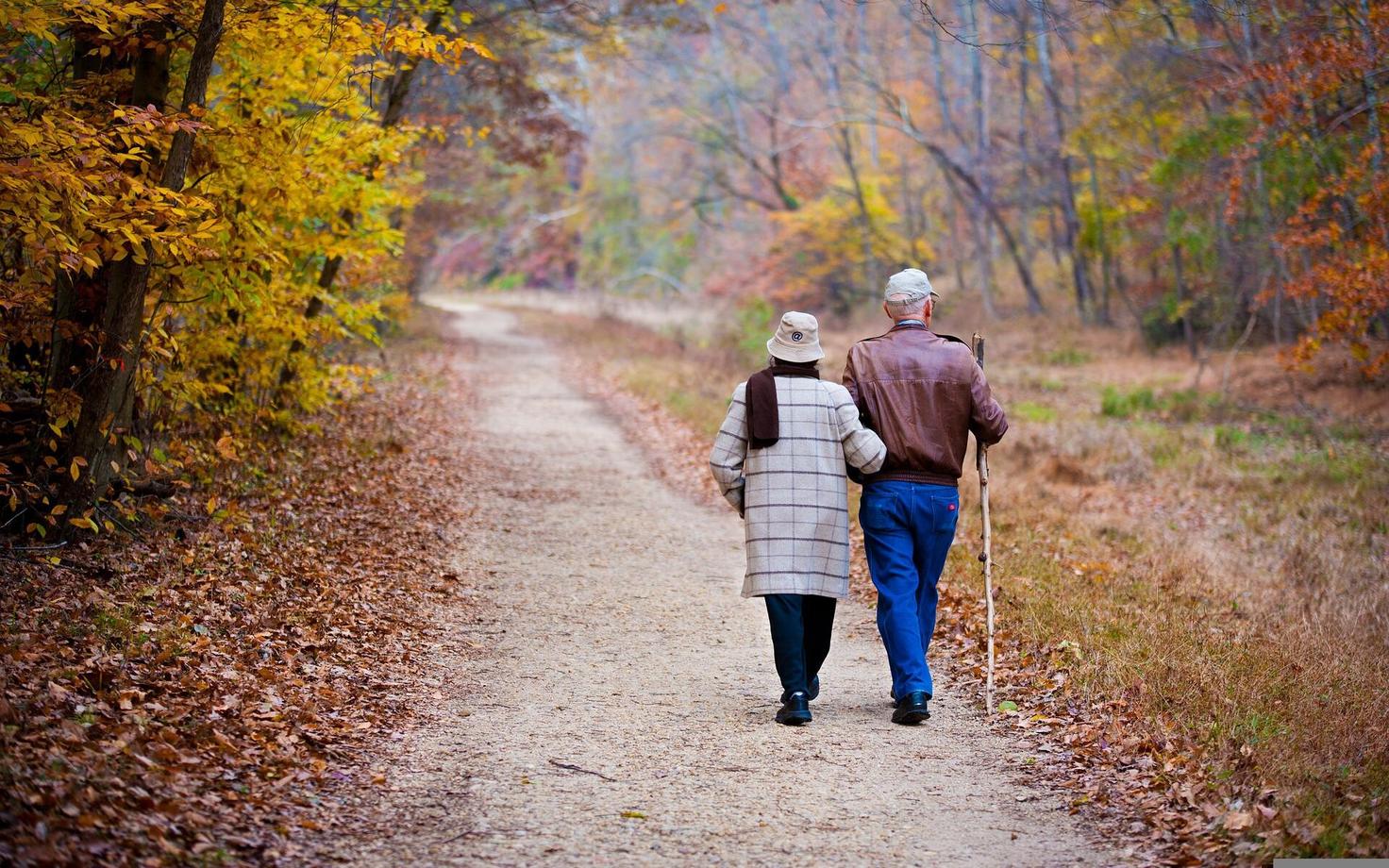 An elderly couple.