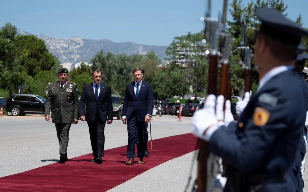 Hanno Pevkur and Nikolaos Panagiotopoulos in Athens, Greece in August 2022.