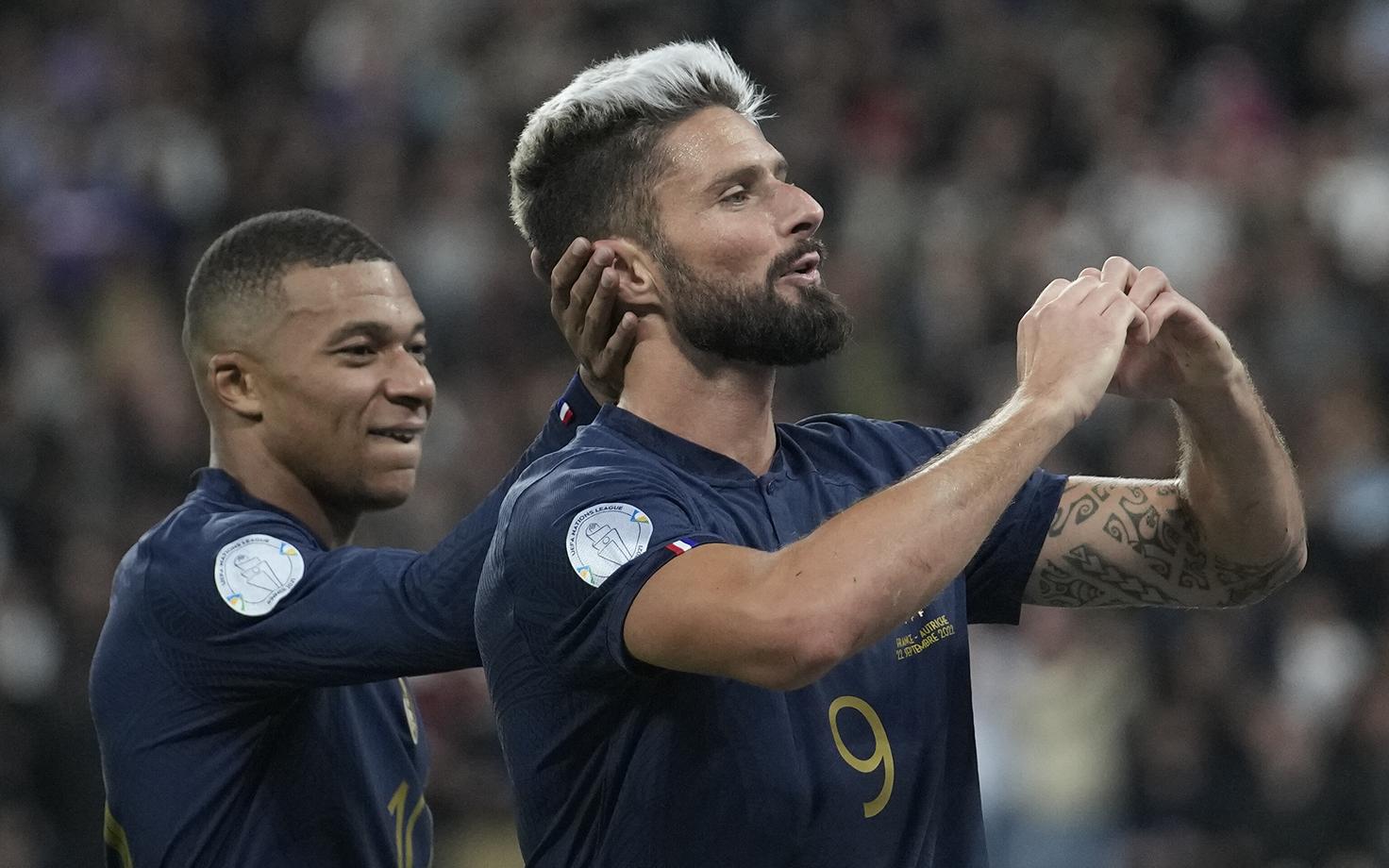 Prantsusmaa koondise väravate autorid Kylian Mbappe ja Olivier Giroud