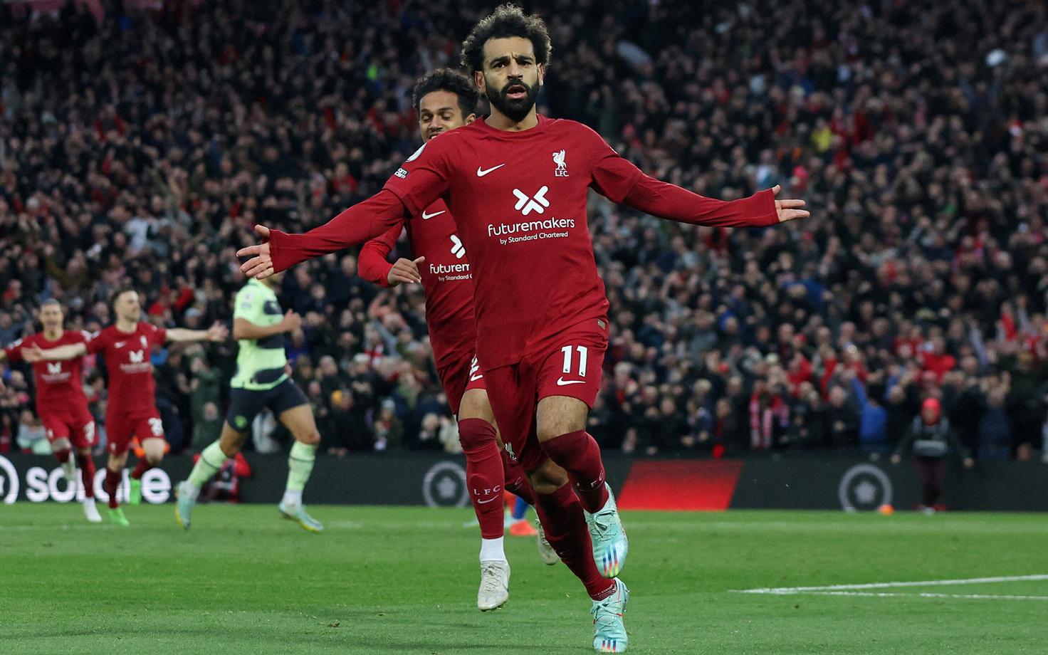 Mohamed Salah väravat tähistamas