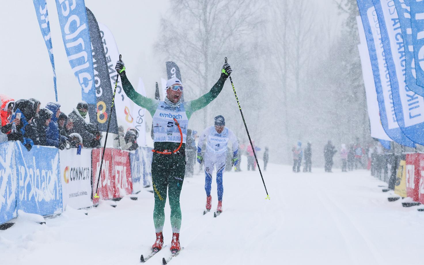 Martin Nassar ja Andrus Veerpalu Haanja maratoni finišis