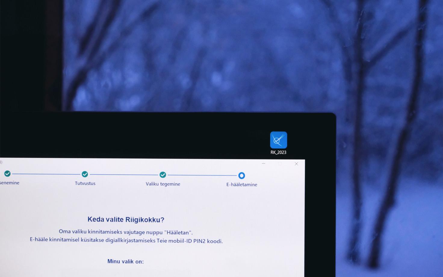 E-hääletamine laupäeva õhtul. 4. märtsil 2023.